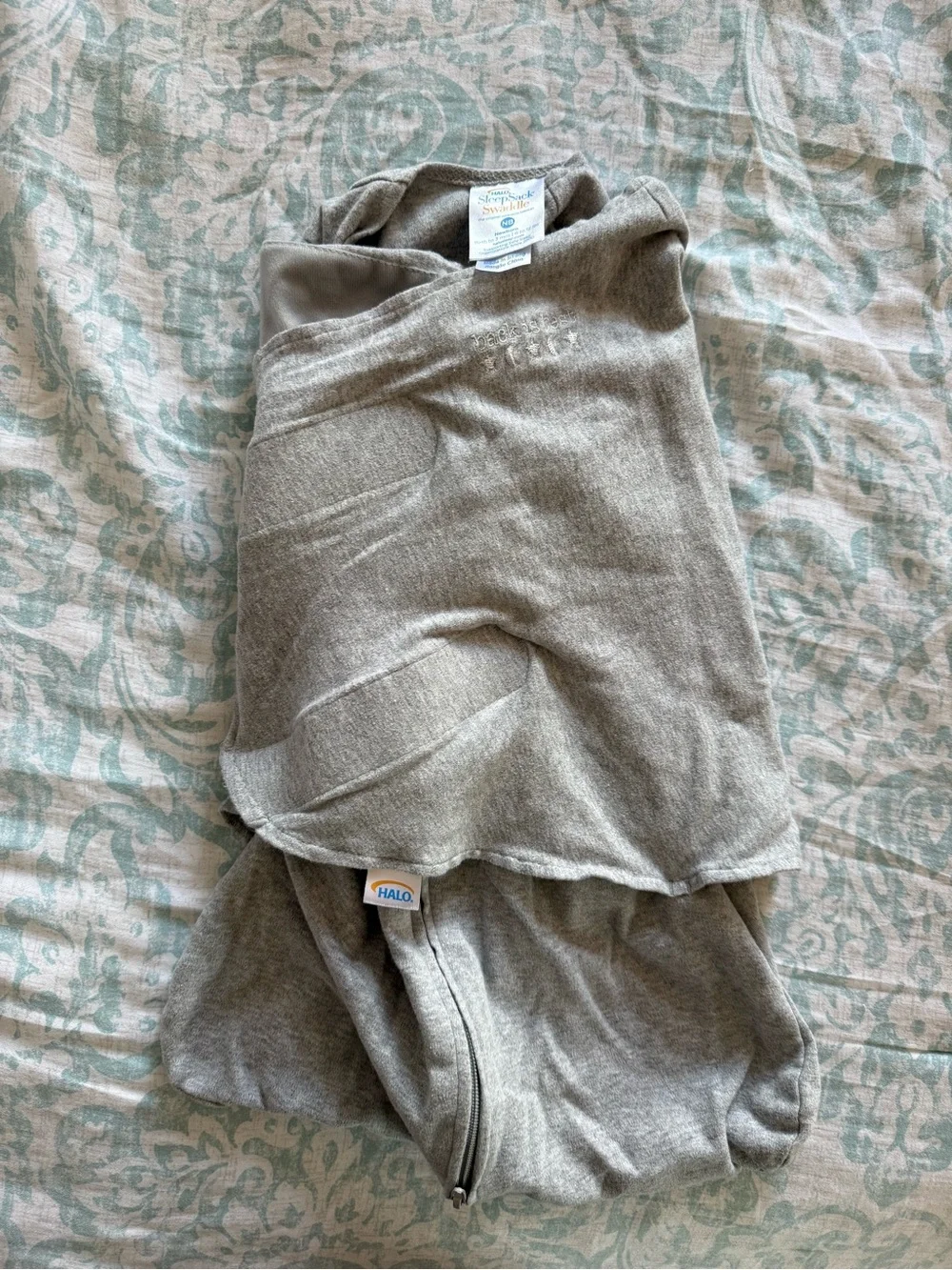 HALO Grey Infant Sleep Sack Swaddle with Zipper